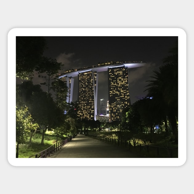 Marina Sands hotel in Singapore at night Sticker by Dturner29